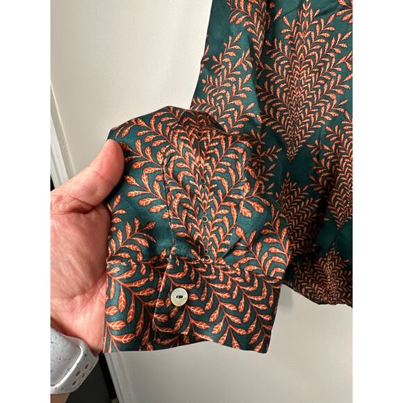 Esqualo Satin Long Sleeve Button Up Blouse Womens Size 12 Green - Picture 3 of 10